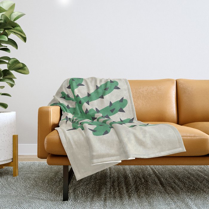 Matisse Inspired Dark Green Shape Throw Blanket
