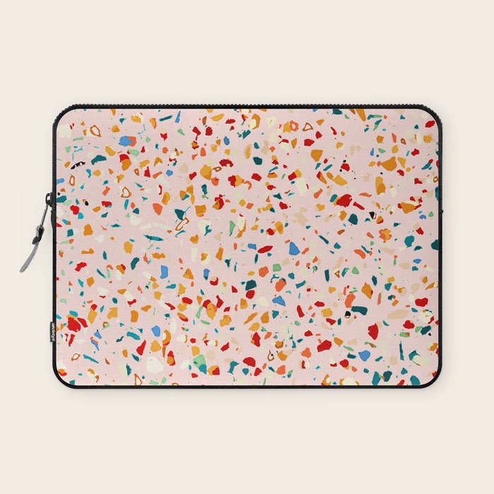 Blush Terrazzo | Pink Eclectic Speckles | Abstract Confetti Painting | Chic Bohemian Illustration Laptop Sleeve