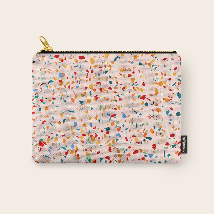 Blush Terrazzo | Pink Eclectic Speckles | Abstract Confetti Painting | Chic Bohemian Illustration Carry All Pouch