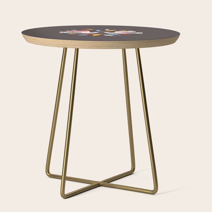 Retro Christmas Birds Illustration Side Table