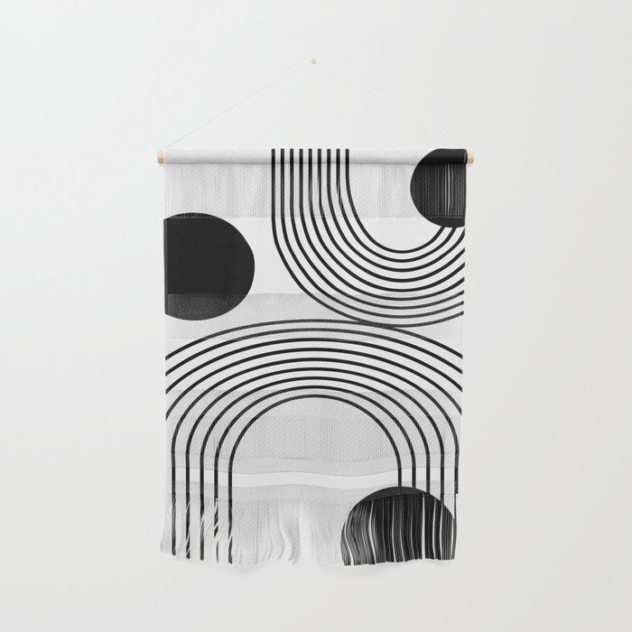 Modern Minimalist Line Art In Black And White Wall Hanging