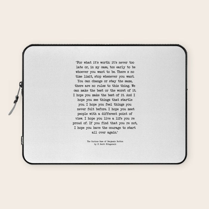 It'S Never Too Late Benjamin Button Laptop Sleeve