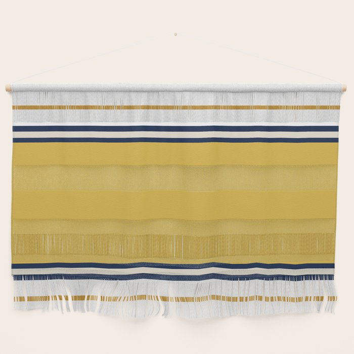 Wide And Thin Stripes Color Block Pattern In Mustard Yellow, Navy Blue, Ivory, And White Wall Hanging