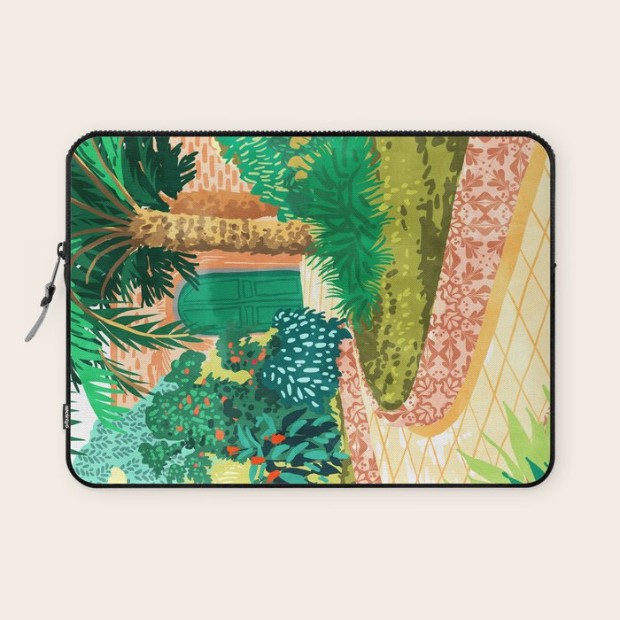 The House With The Green Door, Nature Architecture Painting, Places Stay At Home Tropical Villa Laptop Sleeve