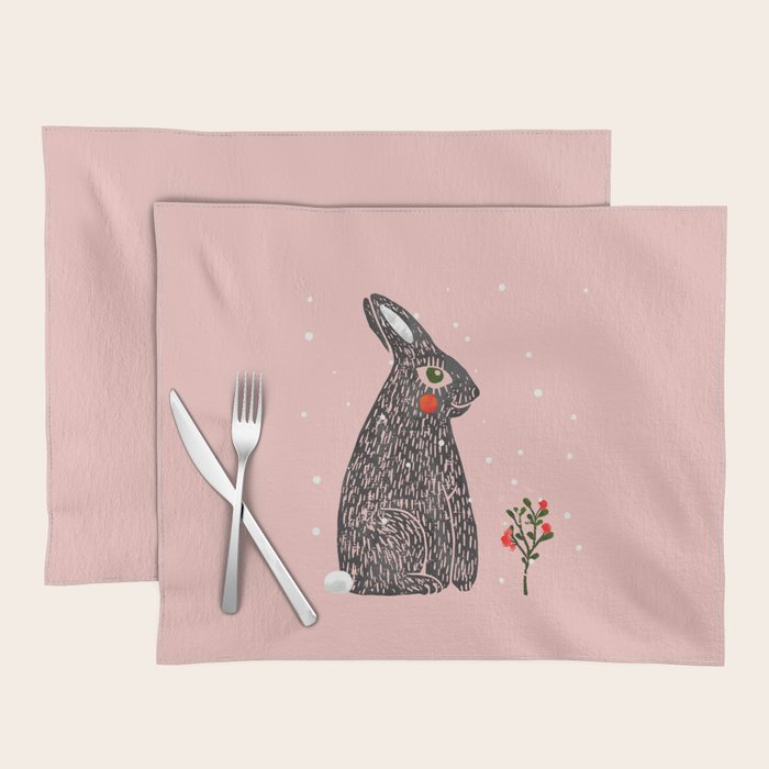Christmas Rabbit - Illustration Placemat