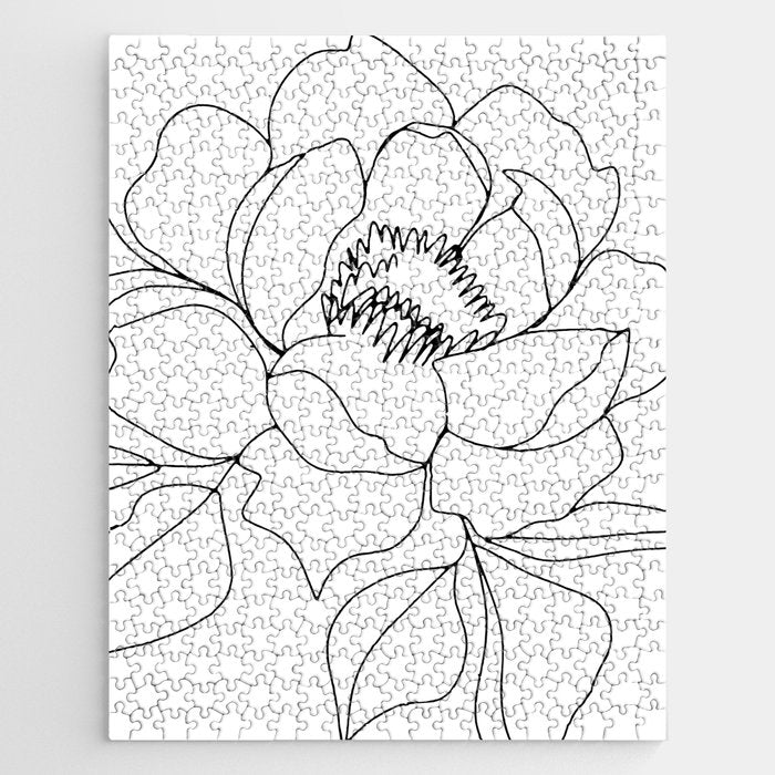 Minimal, Line Art, Floral Prints, Drawing Jigsaw Puzzle