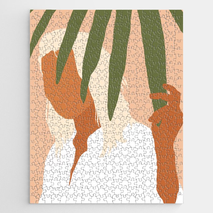 Musafir | Traveler Feminism Woman Of Color In White Shirt | Palm Tropical Minimal Bohemian Fashion  Jigsaw Puzzle