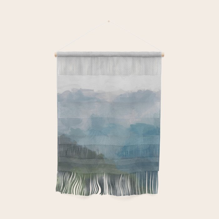 Keep Going - Abstract Painting, Gray Blue Navy Green Nature Mountain Hiking Print, Modern Wall Art Wall Hanging