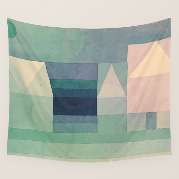 Paul Klee "Three Houses 1922" Wall Tapestry