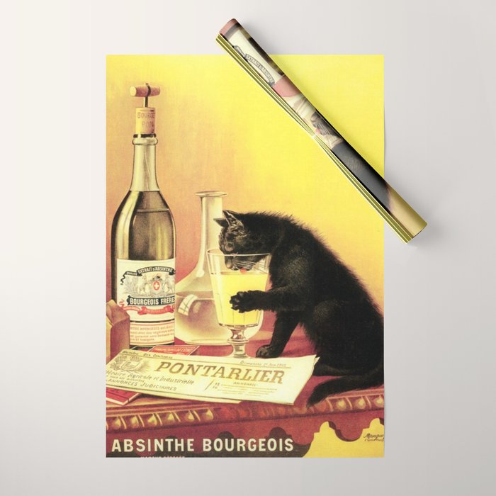 Absinthe Bourgeois Black Cat Vintage Wrapping Paper