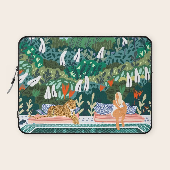 Chilling By The Pool With My Leopard Tropical Jungle Nature Wildlife Bohemian Morocco Travel Laptop Sleeve