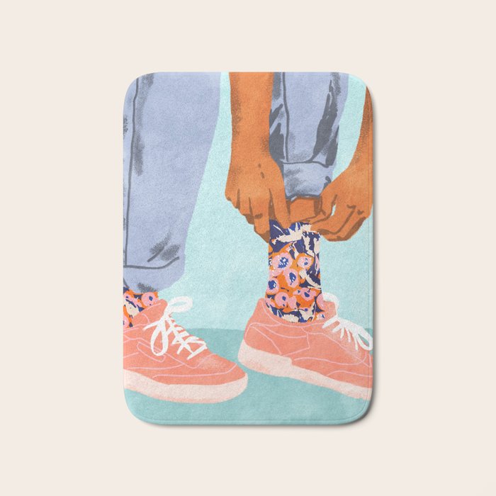 Pull Up Those Pretty Socks! | Optimism Hustle Positivity | Good Vibes Luck Pop Art Bath Mat