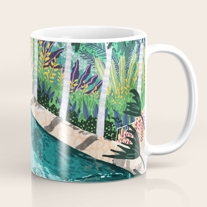 Luxury Tiger Villa Illustration, Architecture Travel Nature Painting, Hotel Landscape Garden Coffee Mug