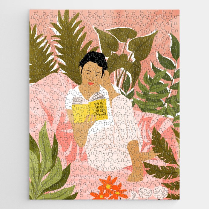 Plant Lady & The Urban Junglow | Blush Botanical Home DéCor | House Plants Bohemian Woman Bedroom  Jigsaw Puzzle