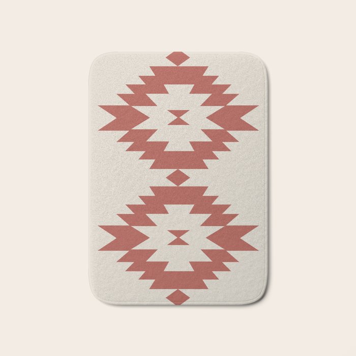 Southwestern Minimalism - Red Neutral Beige Bath Mat