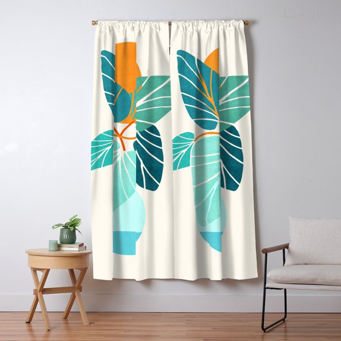 Tropical Symmetry Retro Botanic Window Curtain