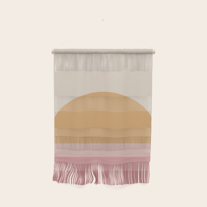 Minimal Retro Sunset Sunrise - Neutral Pink Wall Hanging