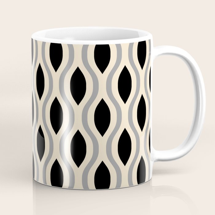 Retro Ogee Pattern 446 Black Beige And Gray Coffee Mug