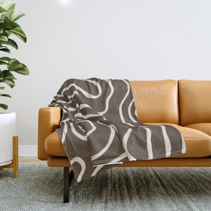 Topographic Map / Brown & Nude Throw Blanket