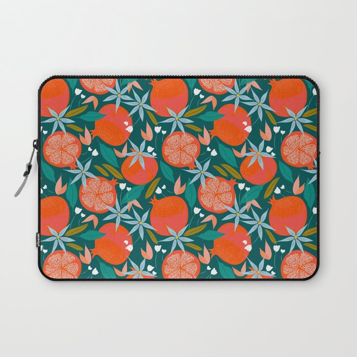 Summer Pomegranate, Tropical Fruit Illustration, Colorful Eclectic Bohemian Juicy Summer Botanical Laptop Sleeve