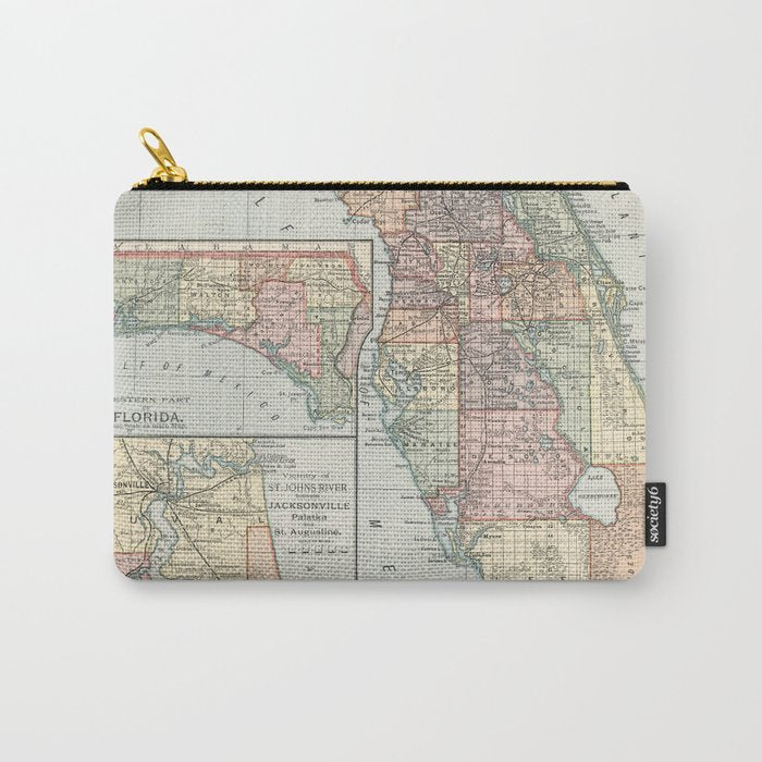 Vintage Map Of Florida (1891) Carry All Pouch