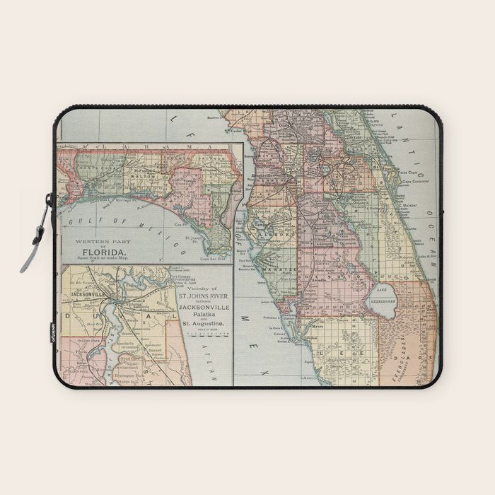 Vintage Map Of Florida (1891) Laptop Sleeve