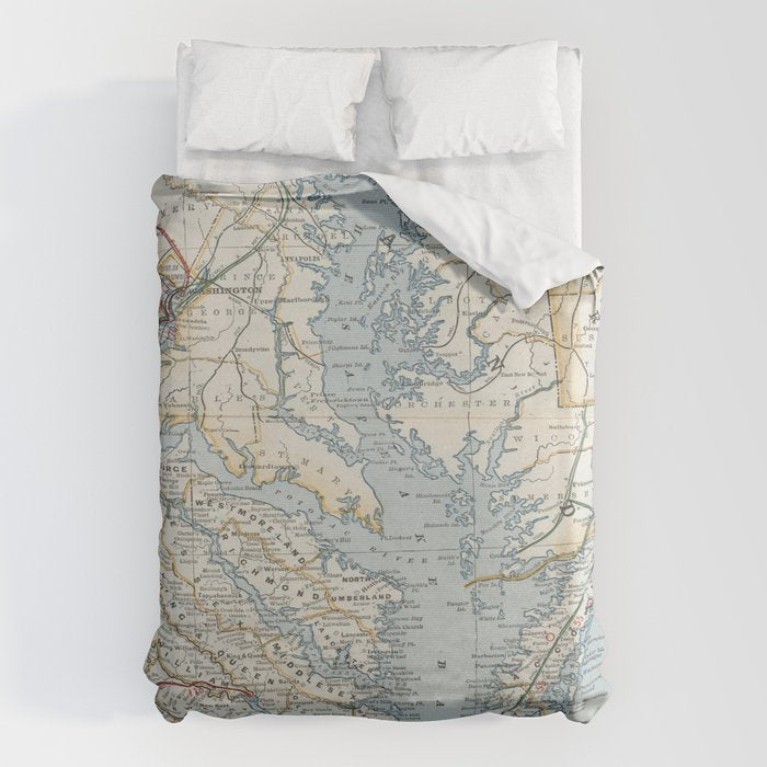 Vintage Map Of The Chesapeake Bay (1901) Duvet Cover