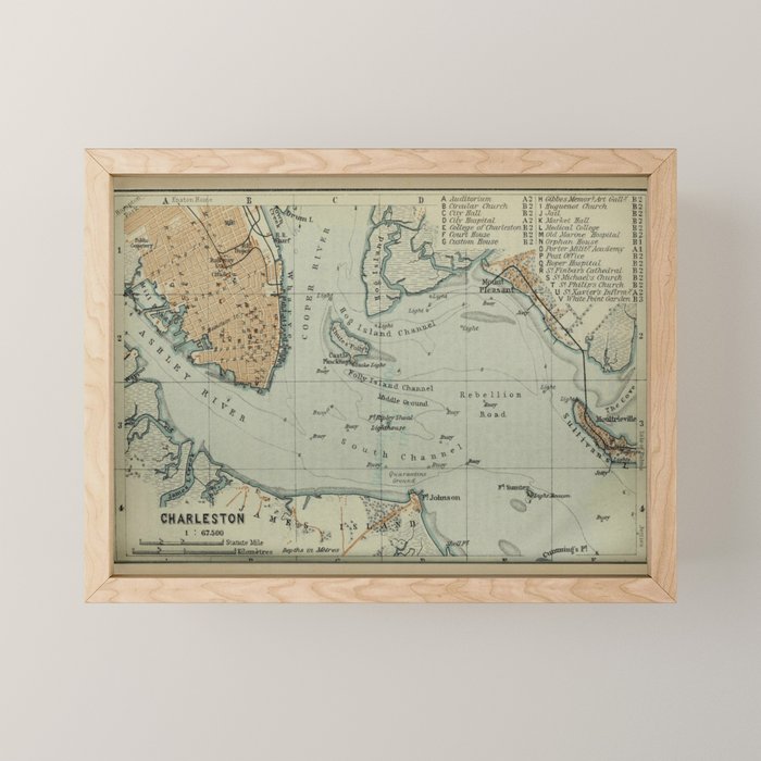 Vintage Map Of Charleston Sc Harbor (1904) Mini Art Print