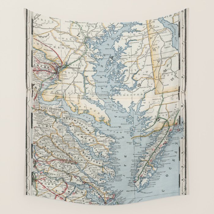 Vintage Map Of The Chesapeake Bay (1901) Wall Tapestry