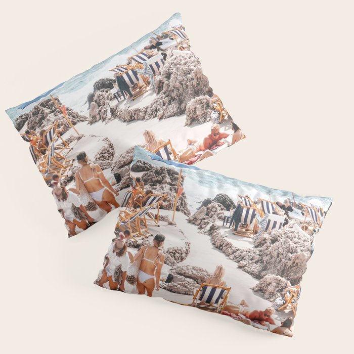 Beach Day, Travel Photography Digital Wall Decor, Tropical Beach Island Collage Pillow Sham