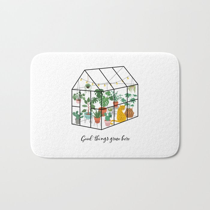 Good Things Grow Here Illustrated Quote Bath Mat
