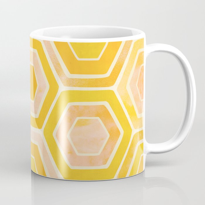 Golden Geometric Tiles Watercolor Coffee Mug