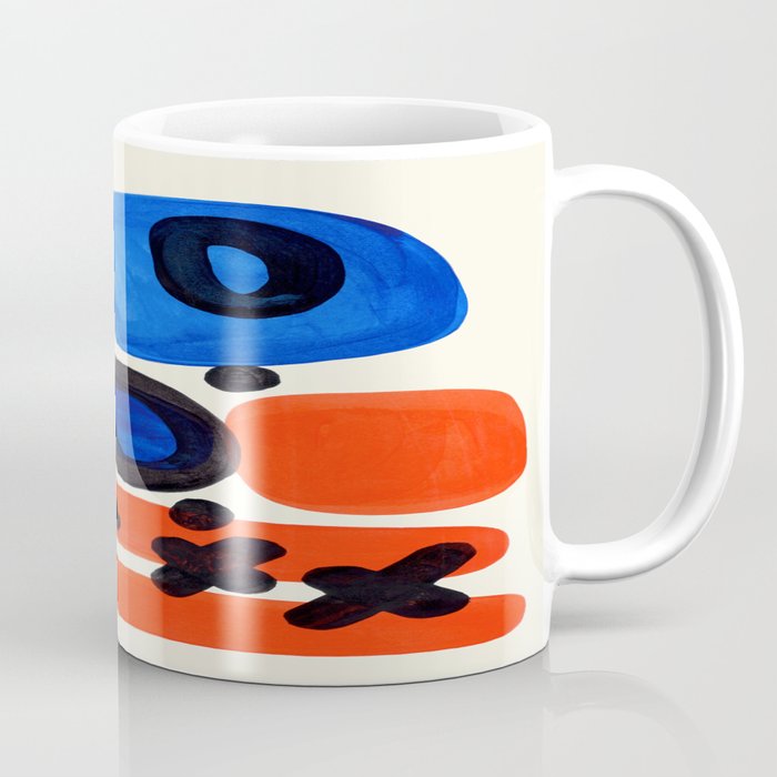 Blue Orange Fun Colorful Mid Century Modern Abstract Painting Shapes Pattern Coffee Mug