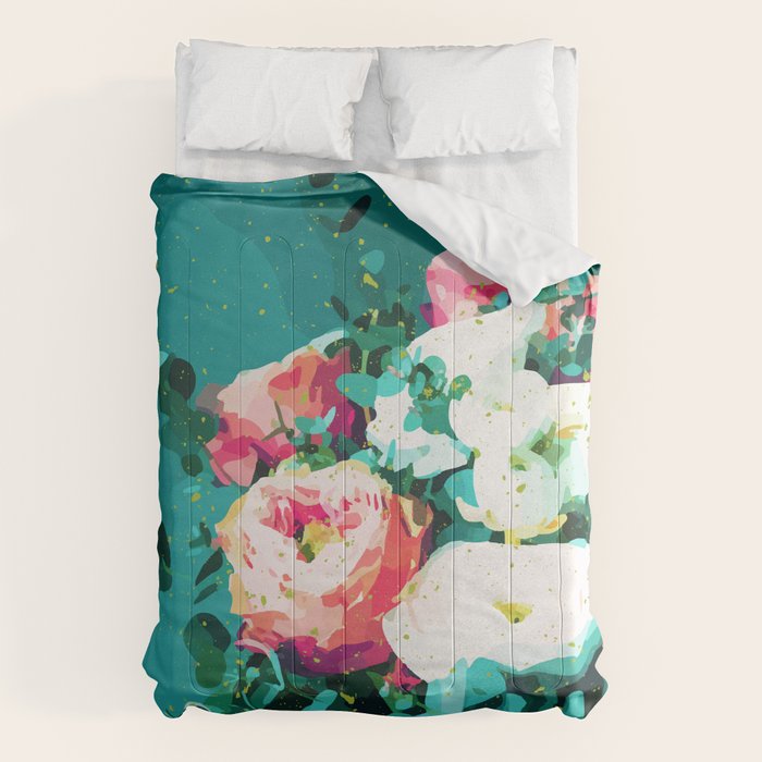 Floral & Confetti #Digitalart #Floral Comforter