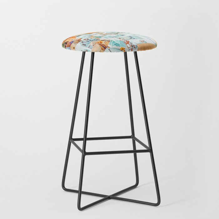 Santorini Vacay | Greece Summer Travel Architecture Buildings | Pastel Beachy Cityscape Photography Stool