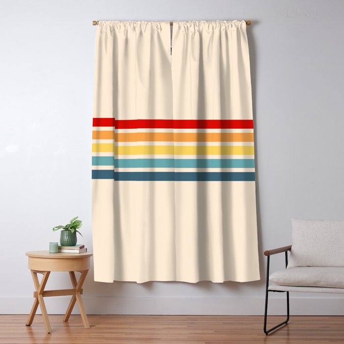 Takaakira - Classic Rainbow Retro Stripes Window Curtain