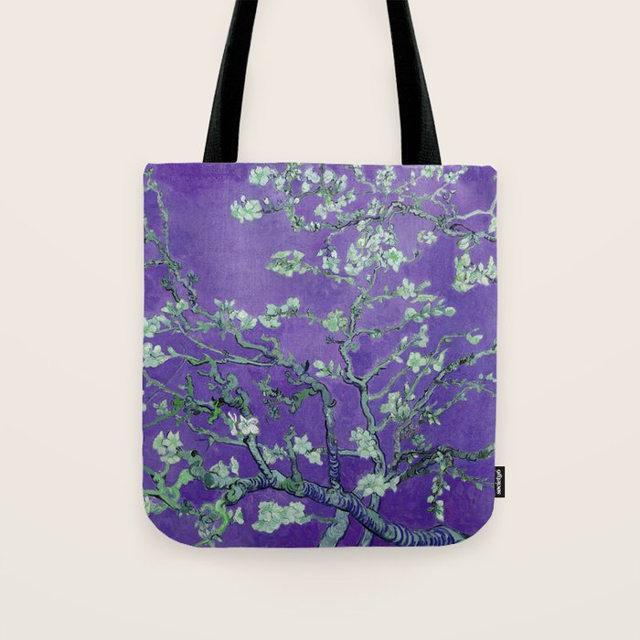 Vincent Van Gogh "Almond Blossoms" (Edited Purple) Tote Bag