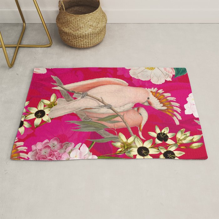 Vintage & Shabby Chic - Tropical Bird Flower Garden Rug