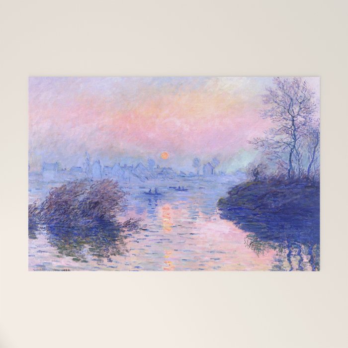 Claude Monet "Sunset On The Seine At Lavacourt. Winter Effect" Welcome Mat