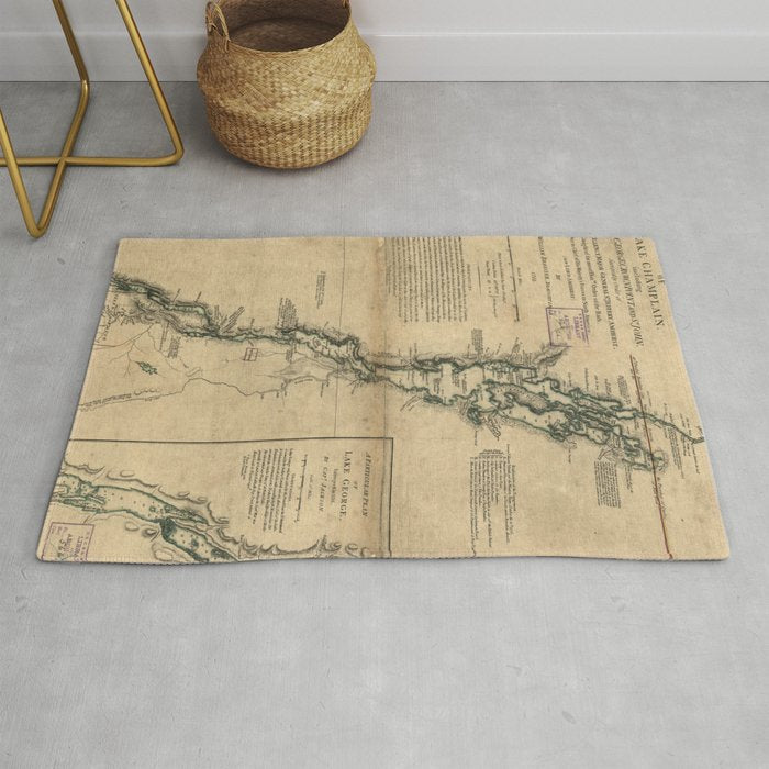 Vintage Map Of Lake Champlain & Lake George (1776) Rug