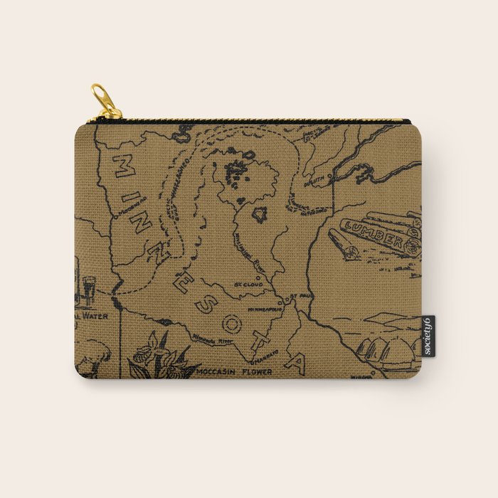 Vintage Map Of Minnesota (1912) - Tan Carry All Pouch