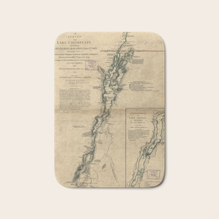 Vintage Map Of Lake Champlain & Lake George (1776) Bath Mat