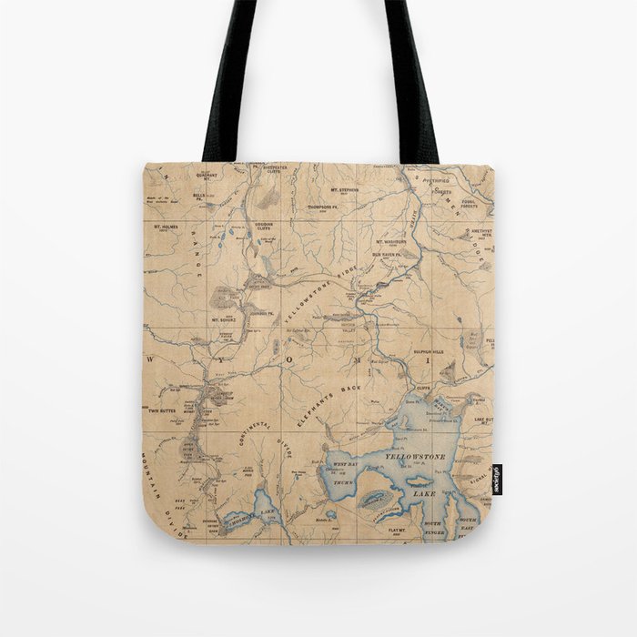 Vintage Map Of Yellowstone National Park (1889) Tote Bag