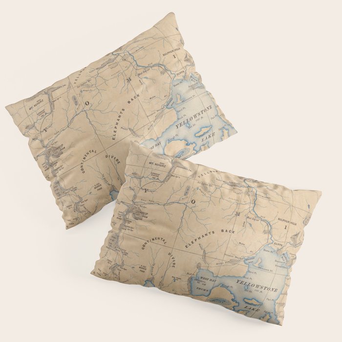 Vintage Map Of Yellowstone National Park (1889) Pillow Sham