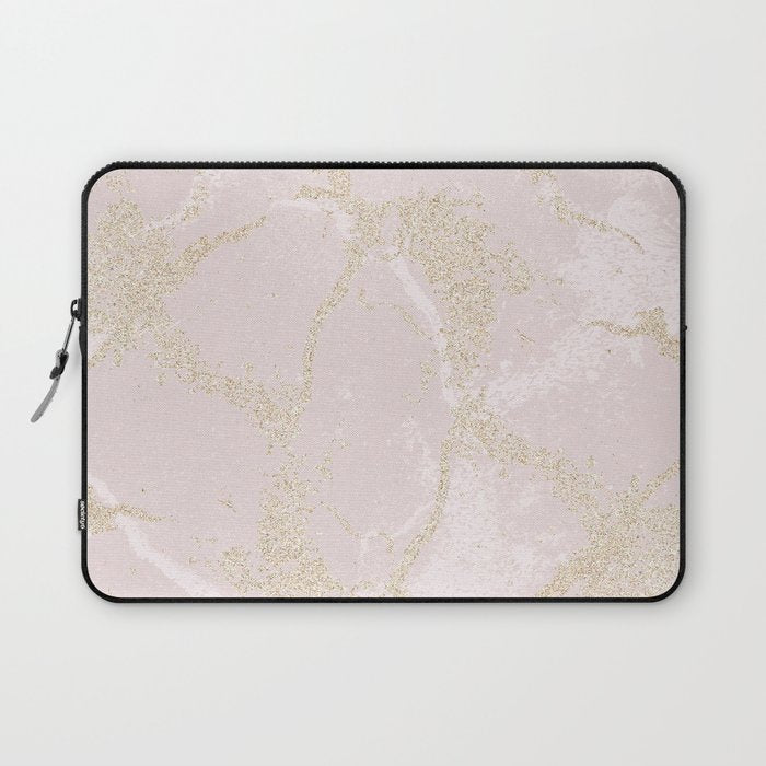 Elegant Modern Blush Pink Gold Pastel Marble Laptop Sleeve