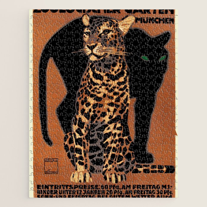 Vintage Munich Zoo Leopard 1912 Advertisement Jigsaw Puzzle