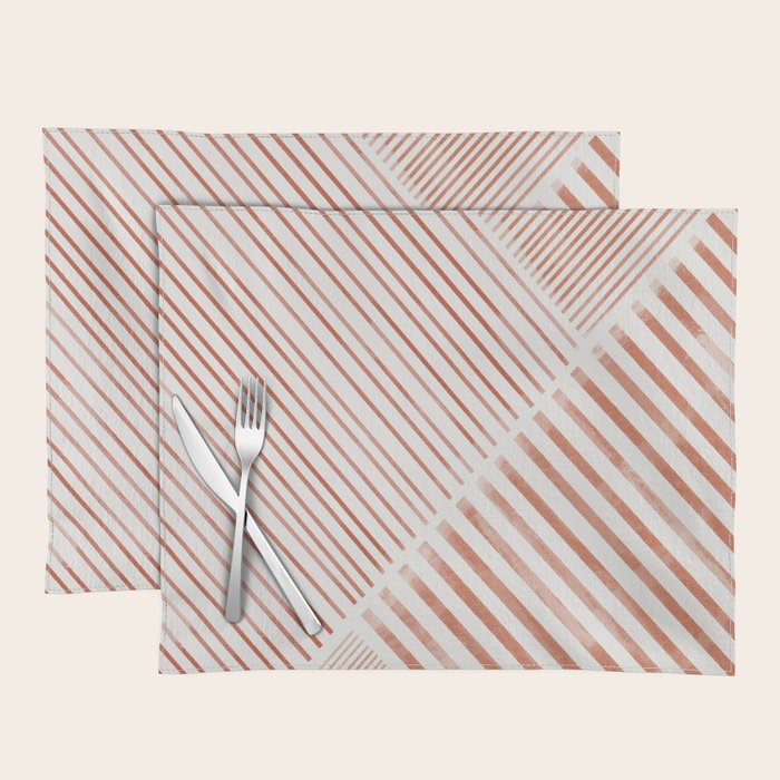 Blush Pink Stripes, Geometric Art Placemat