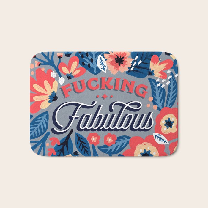 F*Cking Fabulous - Denim & Coral Palette Bath Mat
