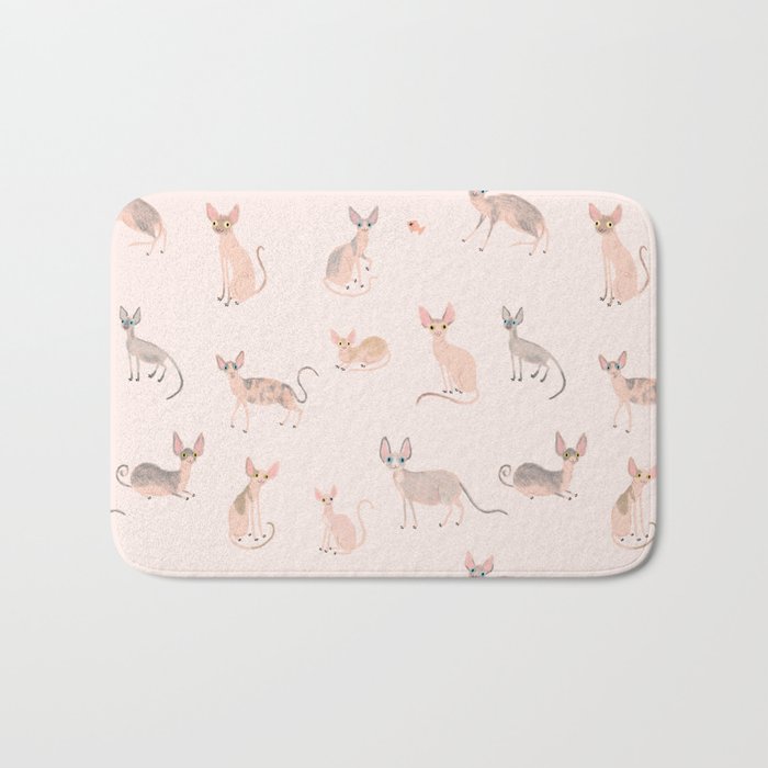 Sphynx Cats - No Furr Don'T Care - Cat Pink Bath Mat