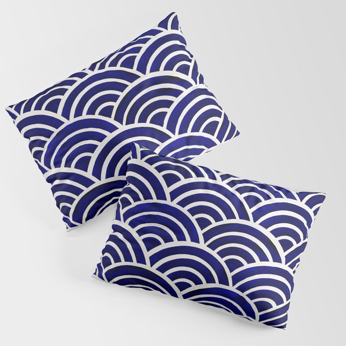 Japanese Seigaiha Wave - Navy Palette Pillow Sham